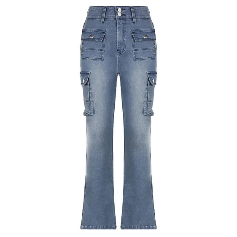 Street Retro Pocket Low Rise Jeans Blue - Shop at LoveMi