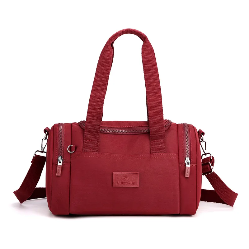 Nylon Sports Large Capacity One Shoulder Crossbody Travel Bag Maroon - Shop at LoveMi