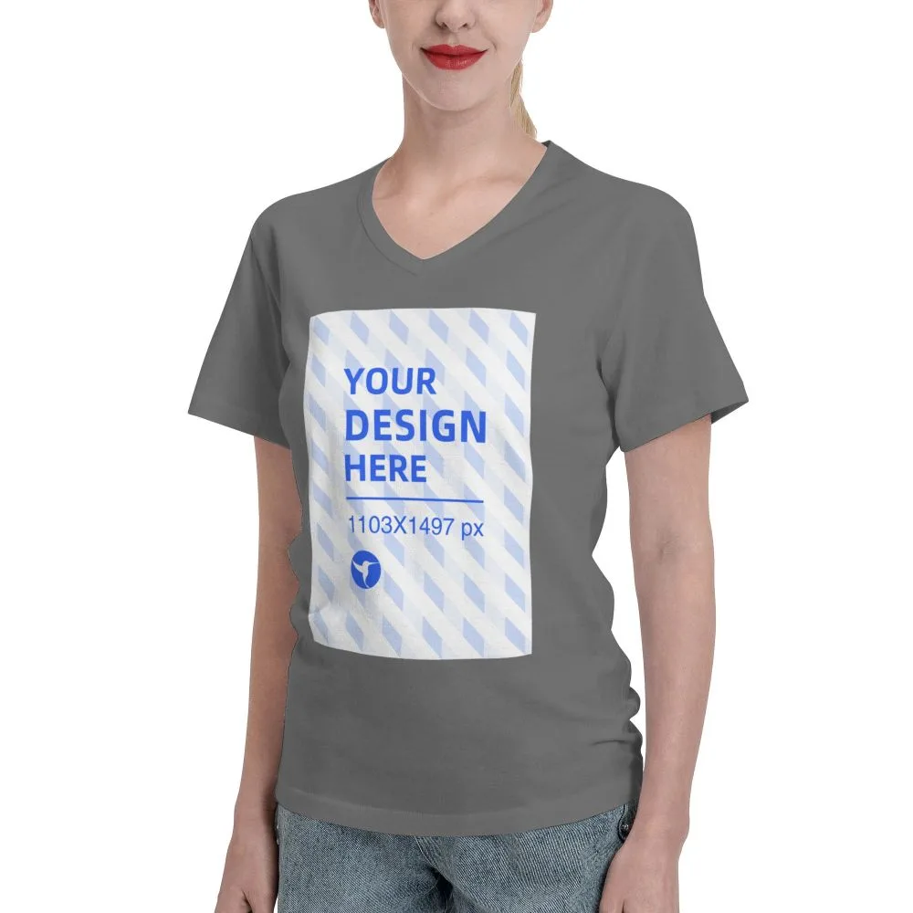 Simple And Practical Women's V neck Short sleeved T shirt Carbon Xl - Shop at LoveMi
