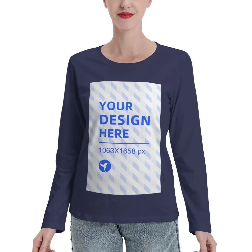 Women's Long Sleeve Crew Neck T Shirt Navy Blue - Shop at LoveMi