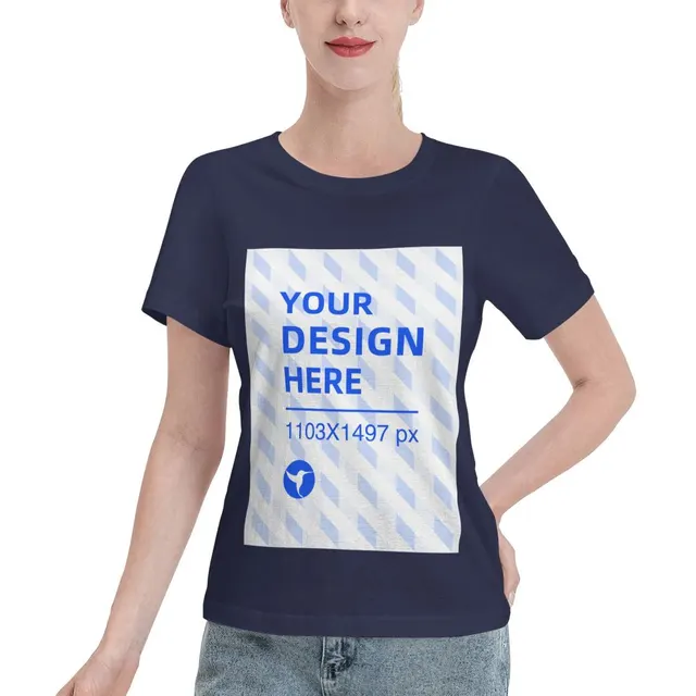 Simple And Practical Women's Standard Short sleeved T shirt Navy Blue - Shop at LoveMi
