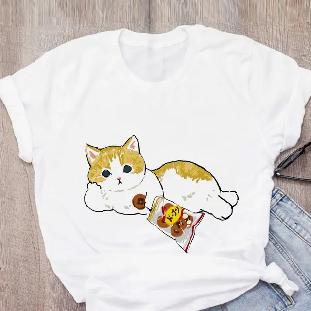 Personality Cute Cat Print Fashion Girlfriends Couple T shirt J - Shop at LoveMi
