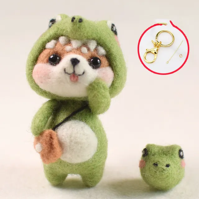 Wool Felt Poke Poke Handmade Diy Cat Material Bag Key Pendant G001 Crocodile Dog - Shop at LoveMi