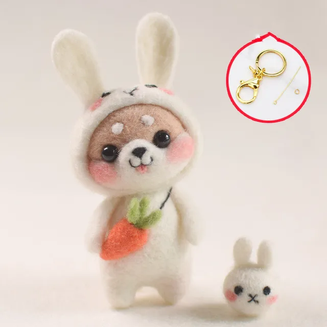 Wool Felt Poke Poke Handmade Diy Cat Material Bag Key Pendant G004 Rabbit Dog - Shop at LoveMi