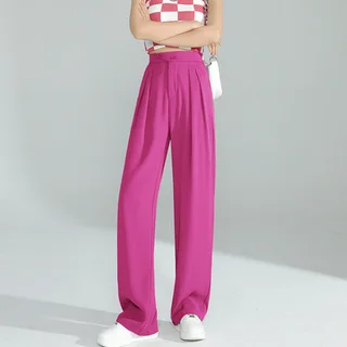 Women's Loose Casual High Waist Wide Leg Suit Pants - Pitaya