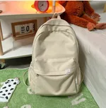 Cute Candy-colored Backpack High School Simple Large-capacity Backpack - Beige