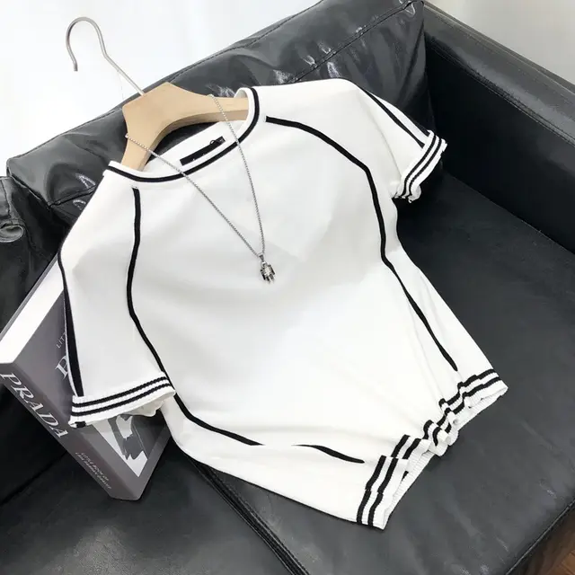 Top Thin Solid Color Round Neck Bottoming Top T Shirt White - Shop at LoveMi