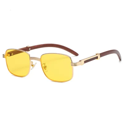 Trendy Sunglasses With Wood Grain Metal Frame C4 - Shop at LoveMi