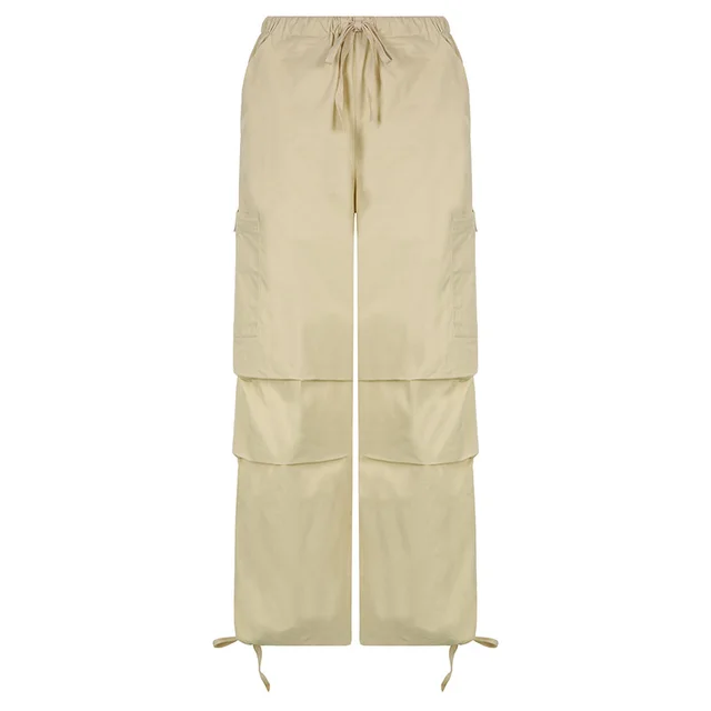 Sleek Casual Asymmetrical Pocket Drawstring Closure Woven Pants Color - Shop at LoveMi