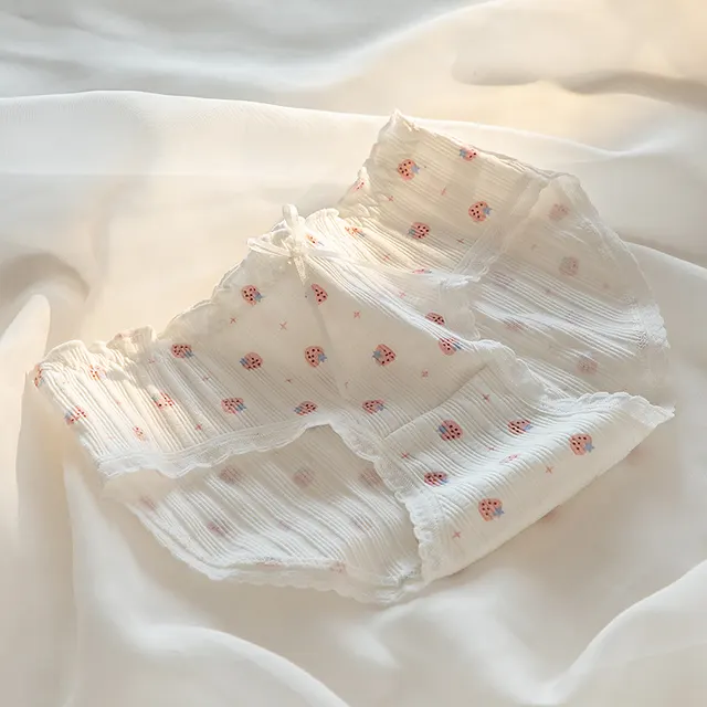 Bow Sweet Little Floral Ribbed Panties Full Strawberry - Shop at LoveMi