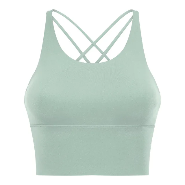 Backless Fitness Bra Small Suspenders Solid Color Celadon - Shop at LoveMi