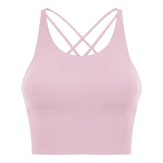 Backless Fitness Bra Small Suspenders Solid Color Putty Pink - Shop at LoveMi