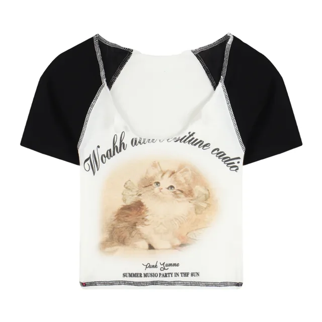 Short Printed Skinny Slim Sleeve Top White - Shop at LoveMi