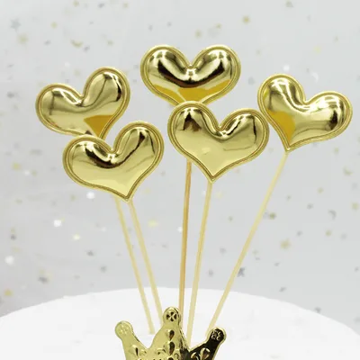 Bright Peach Heart Pentagram Crown 5 Pack Birthday Plug in Peach Heart Gold - Shop at LoveMi