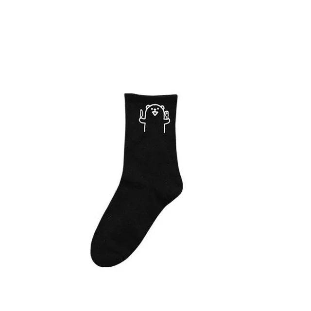 Trendy Simple Japanese Cute Cartoon Bear Solid Color Cotton Socks Knife And Fork - Shop at LoveMi