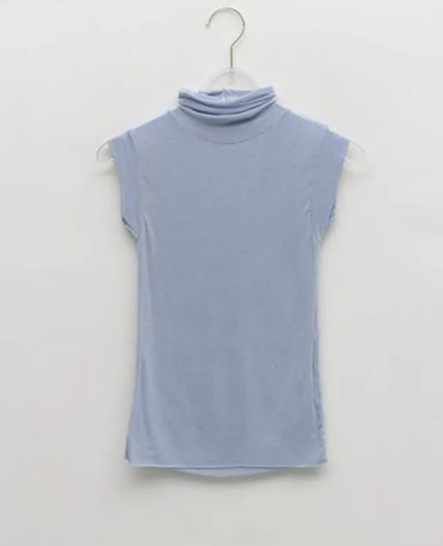 Look At The Conch Color Slightly Transparent Turtleneck Bottoming T shirt Conch Blue - Shop at LoveMi