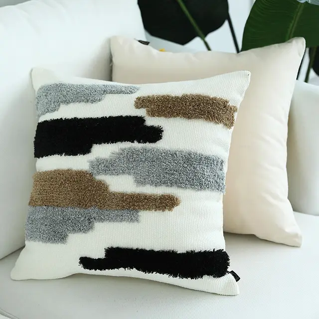 European Full Tufted Sofa Cotton Thread Woven Pillowcase Grey Coffee Black - Shop at LoveMi