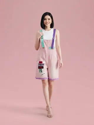 Embroidered Overall Shorts