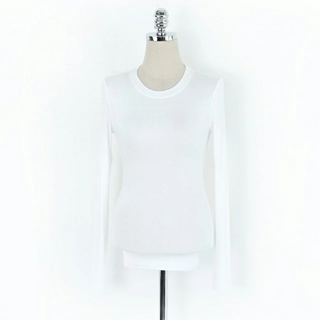 Slim Fit Slimming Long Sleeves T shirt Women's Slightly Transparent Big Undershirt Top White - Shop at LoveMi