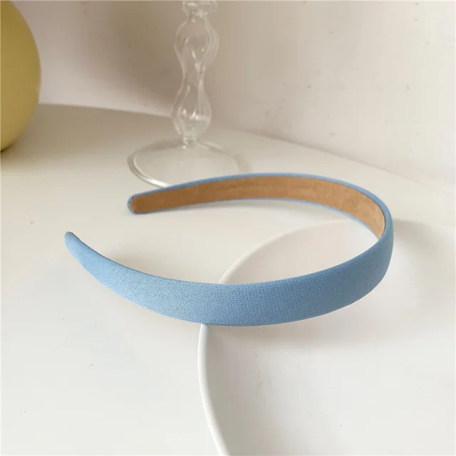 Super Sweet Plaid Flower Solid Color Fabric Headband Pure Blue - Shop at LoveMi