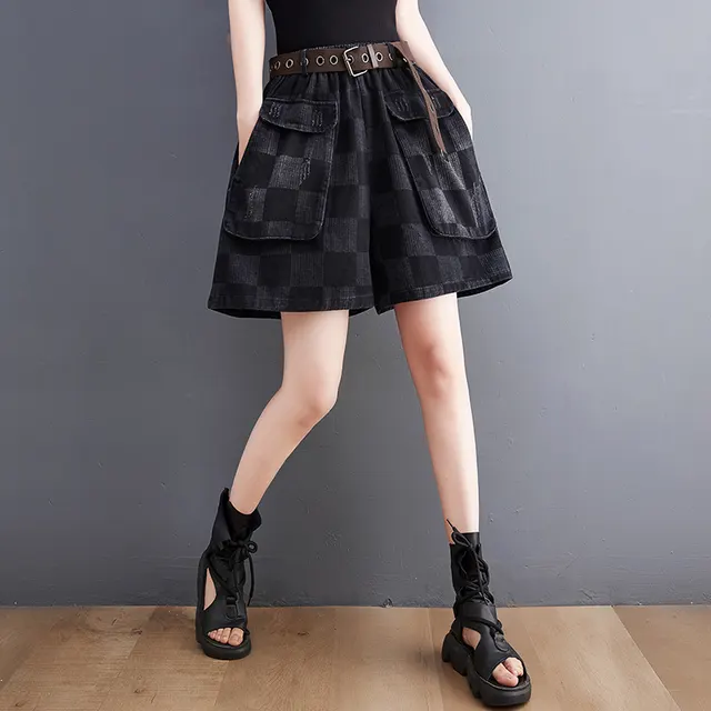 Women's Casual Large Pocket Summer Denim Shorts Without Belt Black - Shop at LoveMi