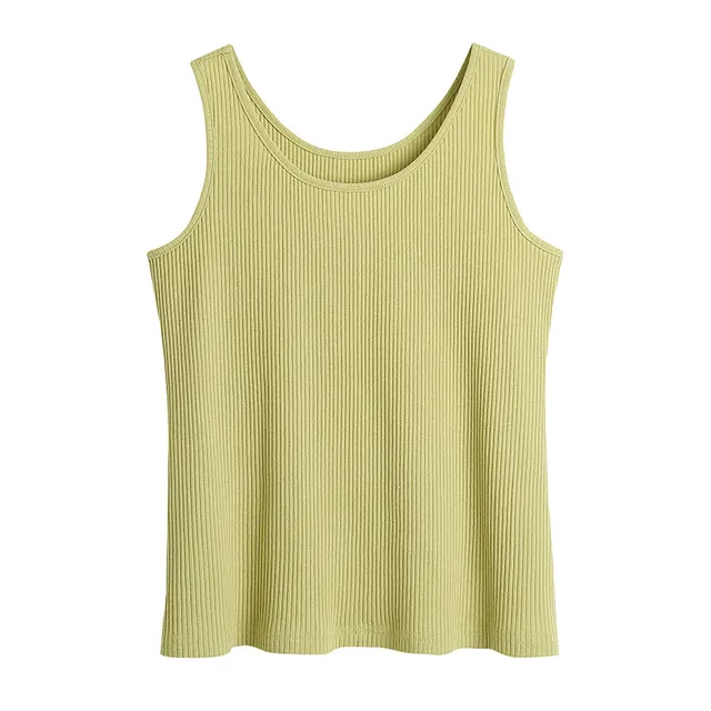 Multicolor Basic Drainage Knitted Bottoming Vest Turmeric - Shop at LoveMi