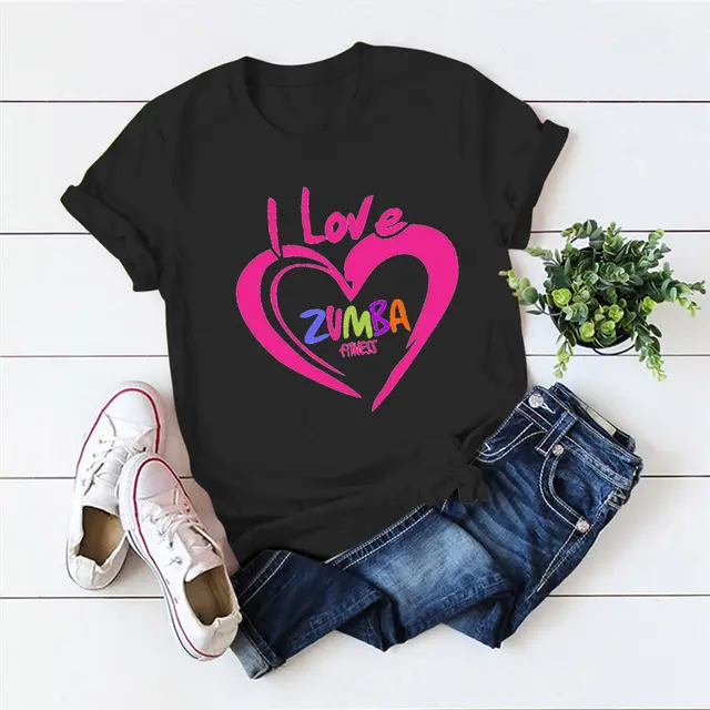 Fashion Pure Black T shirt Printing Fashion Short Zumba Dancer Yk103392 Black - Shop at LoveMi