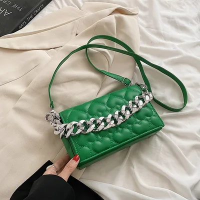 Heart Shaped Unique Embroidered Single Room Crossbody Bag Green - Shop at LoveMi