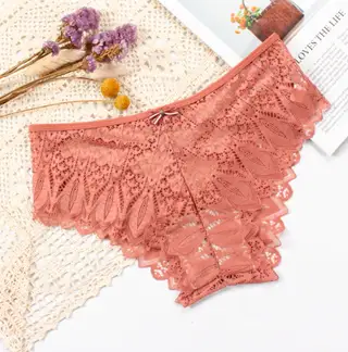 Lace Bow Knot Crossover Women's Briefs - Caramel Colour