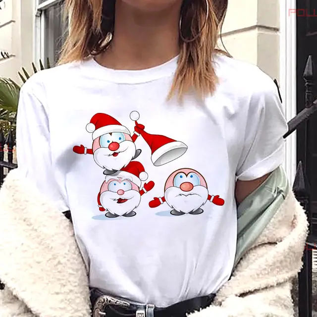 European And American Women's Clothing Merry Christmas Happy Short sleeved T shirt Women's Top Women's Round Neck Bt4301 - Shop at LoveMi
