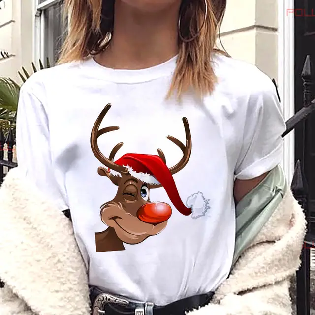 European And American Women's Clothing Merry Christmas Happy Short sleeved T shirt Women's Top Women's Round Neck Bt4310 - Shop at LoveMi