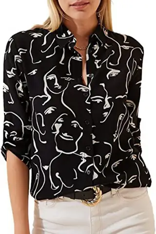 Women's Spring Summer Fashion New Long Sleeve Shirts - Black
