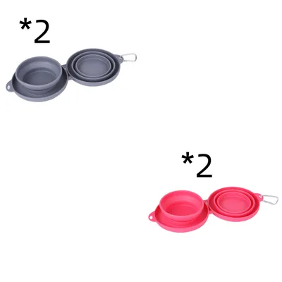 Rubber Foldable Double Bowl Pet Feeding Bowl Pets Supplies Dog Cat Bowls Set 2Pc - Shop at LoveMi