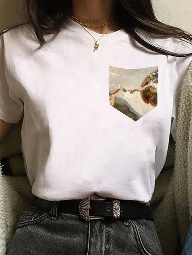 European And American Alphabet Print Short sleeved T shirt 4 Style - Shop at LoveMi