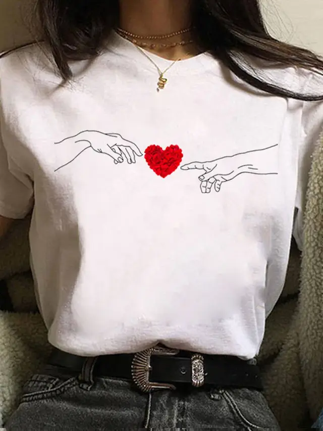 European And American Alphabet Print Short sleeved T shirt 17Style - Shop at LoveMi