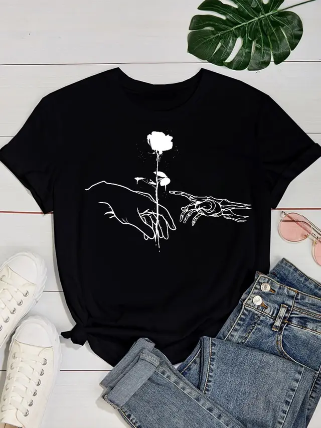 European And American Alphabet Print Short sleeved T shirt 27Style - Shop at LoveMi