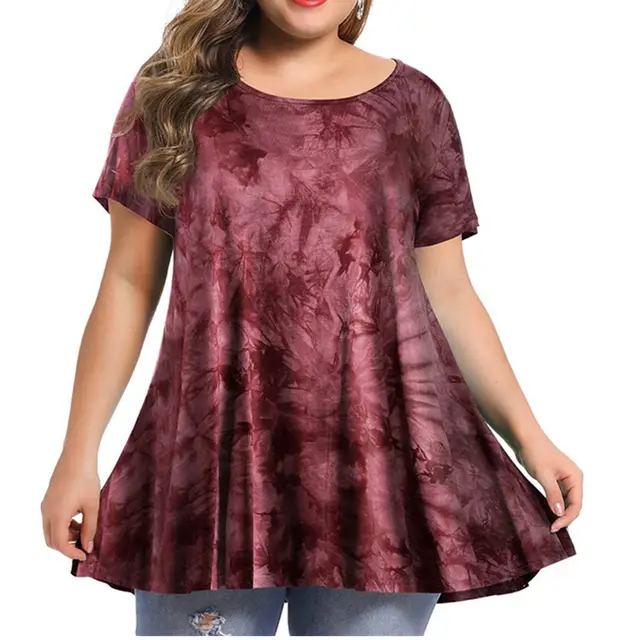 Women's New Fashion Round Neck Printing Large Size Short Sleeves Pattern8 - Shop at LoveMi