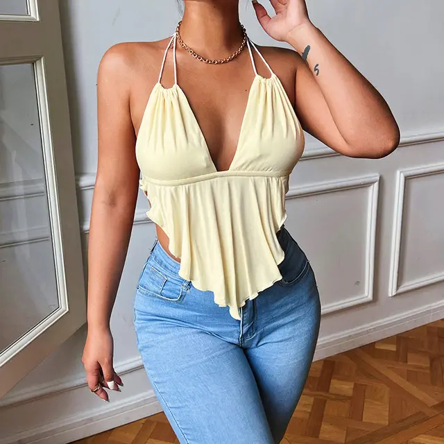 Women's Summer New V neck Camisole Top Light Apricot - Shop at LoveMi