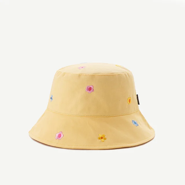 Women's Flower Embroidered Sunshade Bucket Hat Yellow - Shop at LoveMi