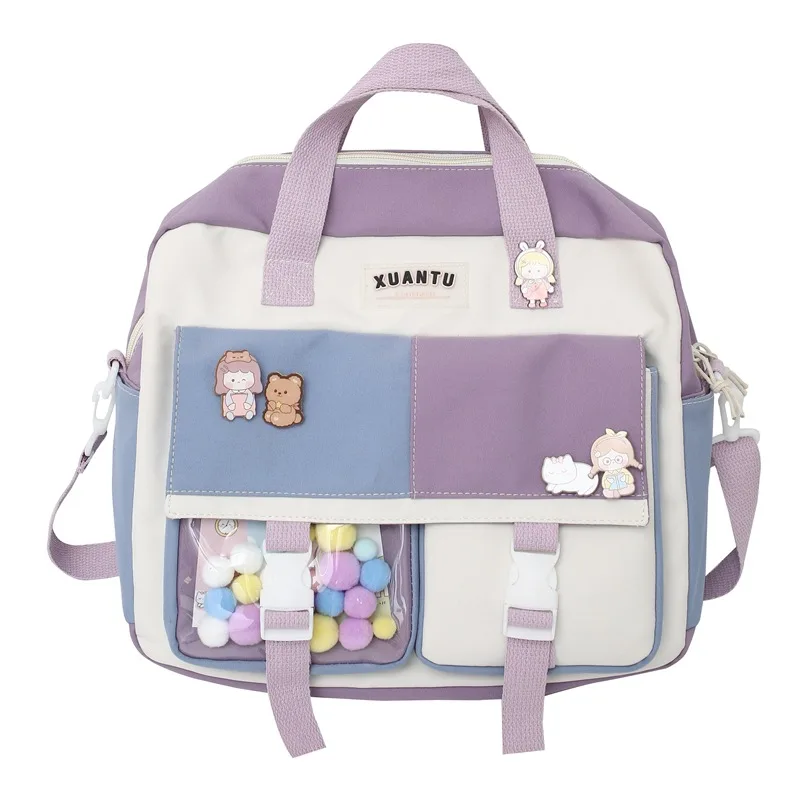 Women's Crossbody Large Capacity Portable Shoulder Bag Contrast Color Purple - Shop at LoveMi