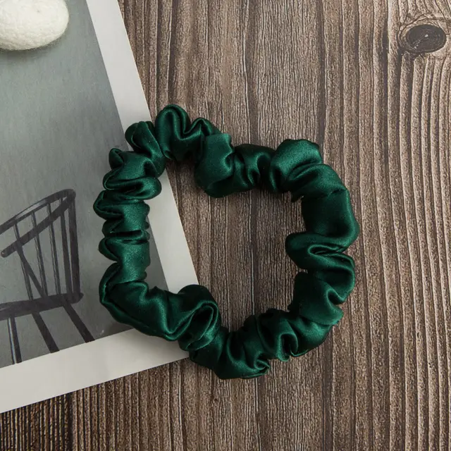 Silk Rubber Band Elastic Hair Accessories Bundle Colon Ring Dark Green - Shop at LoveMi