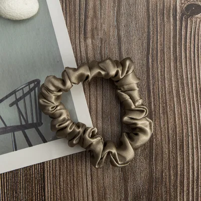 Silk Rubber Band Elastic Hair Accessories Bundle Colon Ring Light Coffee - Shop at LoveMi