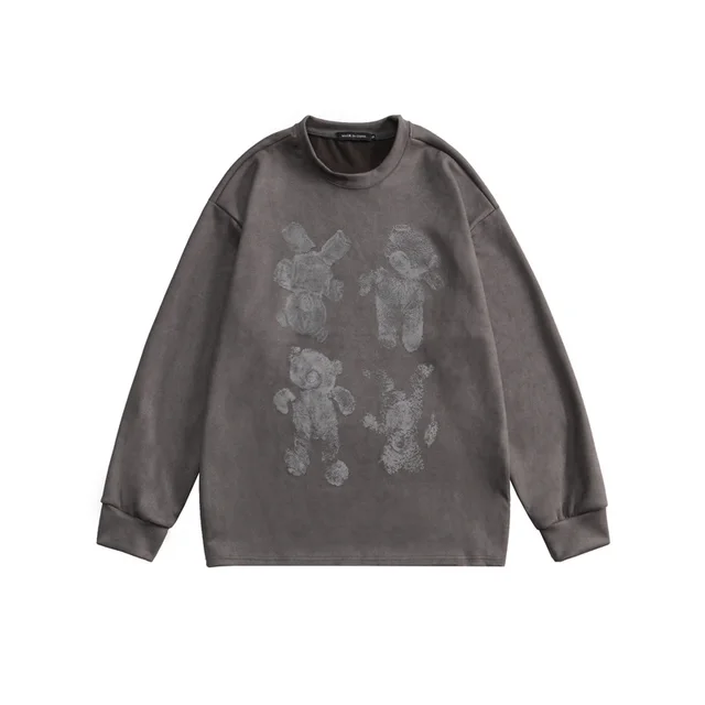 Deerskin Reflective Bear Print Long sleeve Top Grey - Shop at LoveMi