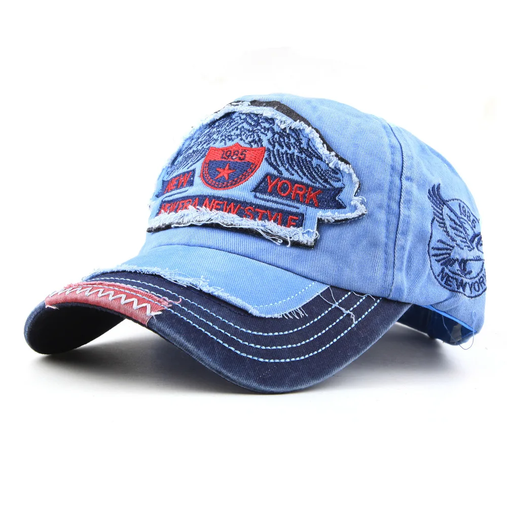 New All-match Cotton Sunscreen Baseball Hat - Blue
