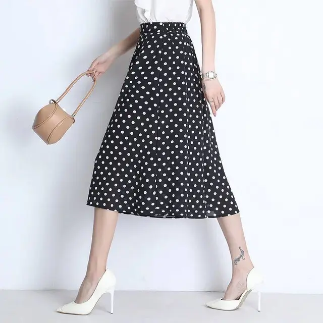 Women's High Waist Chiffon Wide Leg Pants Loose Polka Dot Skirt Polka Dot Skirt - Shop at LoveMi