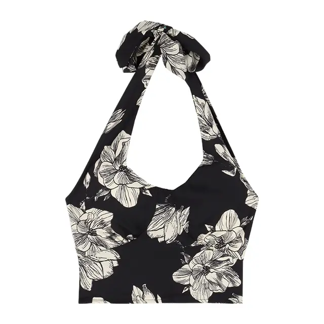 Women's Floral V neck Sleeveless Camisole Black - Shop at LoveMi