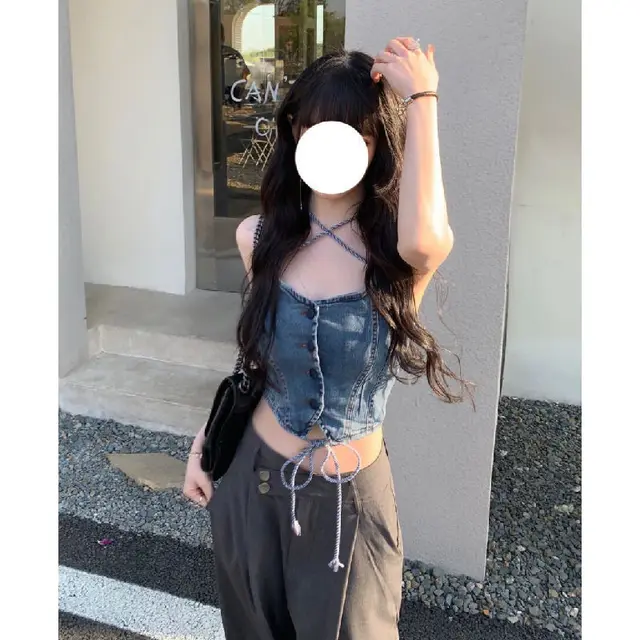 Sweet And Cool Denim Camisole Women's New Slim Fit Picture Color - Shop at LoveMi