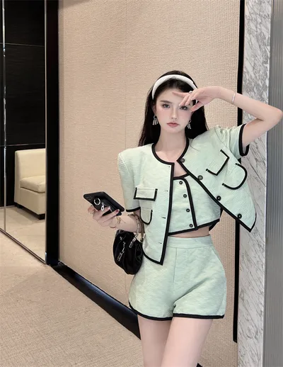 Women's Temperament Shirt Design Niche Top Aqua Shorts M - Shop at LoveMi