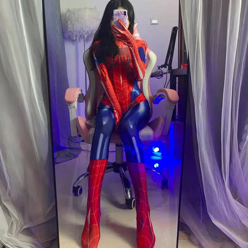Erotic Lingerie Uniform Temptation Zipper Jumpsuit - Red
