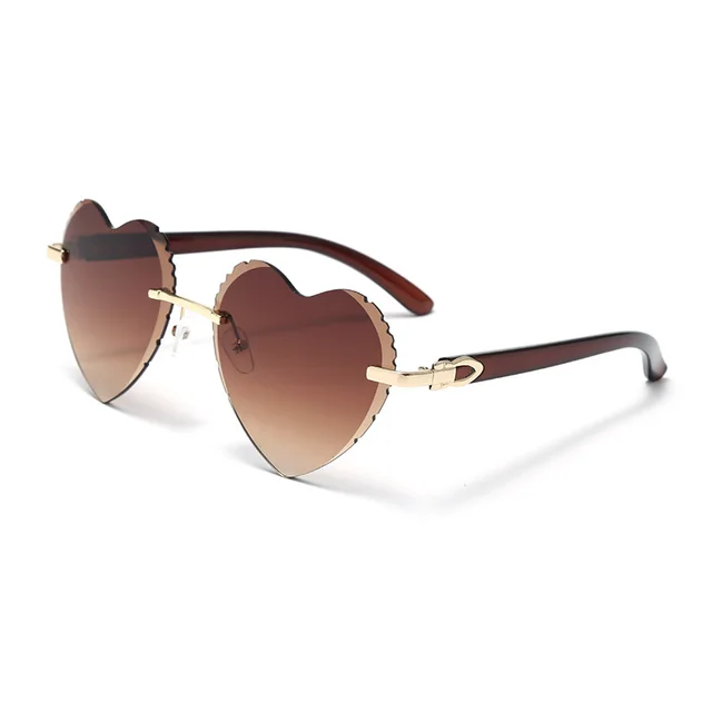 Women's New Personality Fashion Wear Heart Shaped Sunglasses Brown - Shop at LoveMi